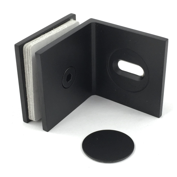 Conector perete-sticlă, 45x45 /  model drept/ alamă finisaj negru - imagine 2