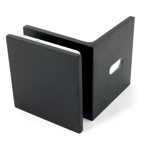 Conector perete-sticlă, 45x45 /  model drept/ alamă finisaj negru
