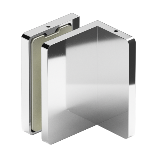 Conector perete-sticlă 90o VERONA SLIM, capac mascare șuruburi, sticlă 6-10mm, alamă, finisaj lucios